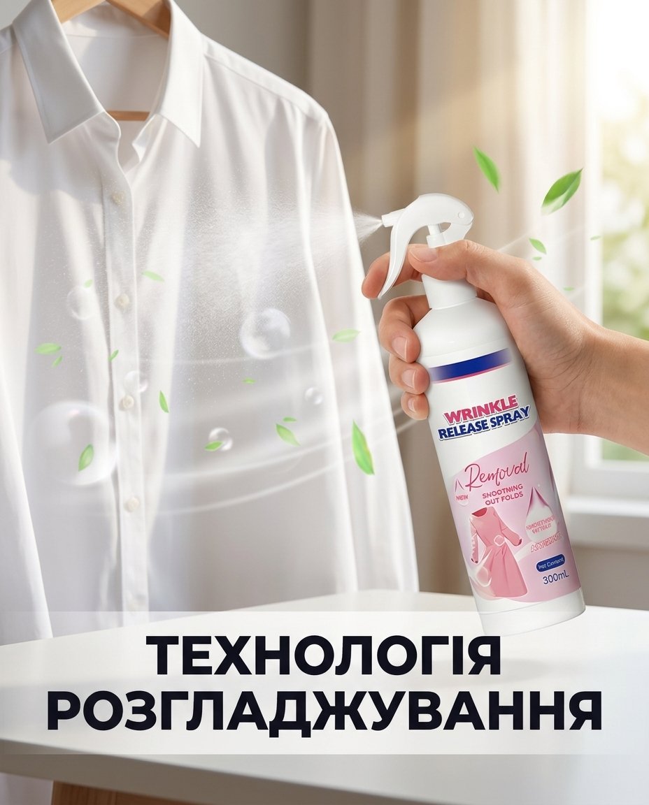 Свіжий розгладжений одяг після спрею