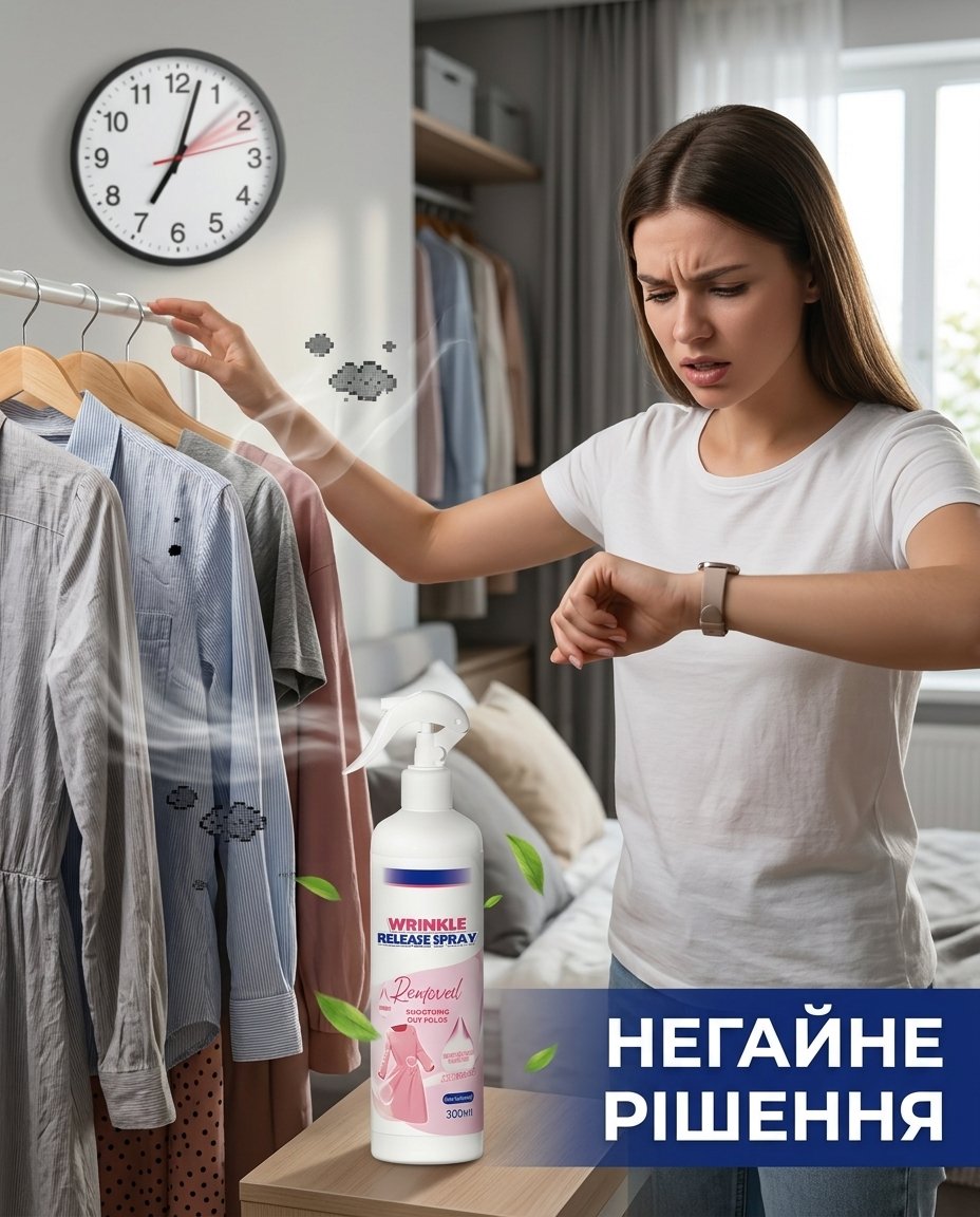 Пом’ятий одяг до використання спрею